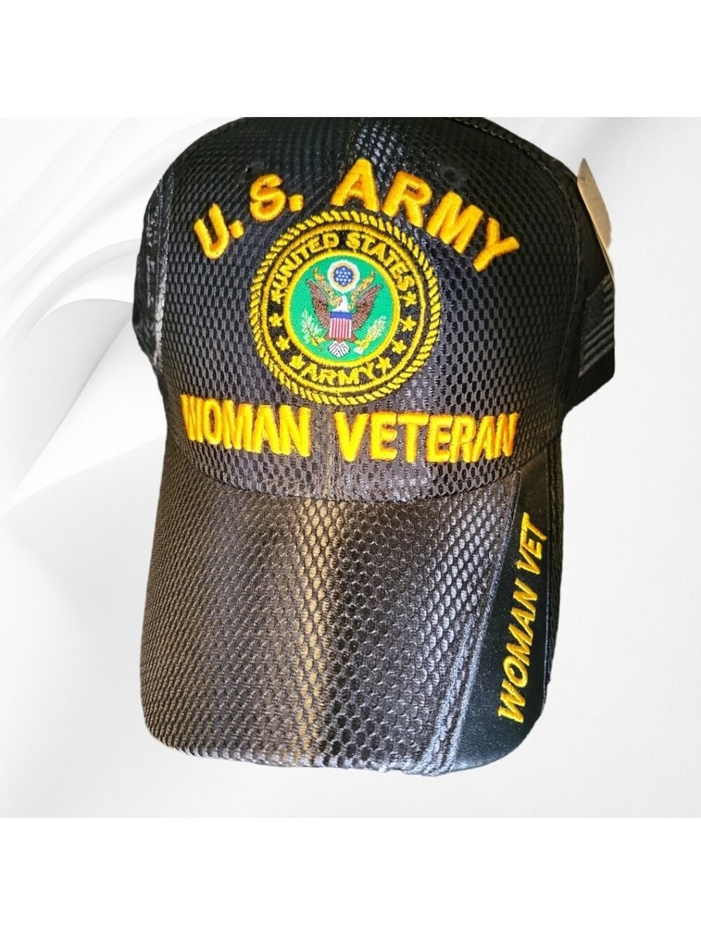 USA Army Women Veteran Cap - Shadow Emblem - Mesh - Black
